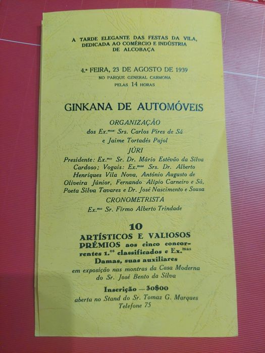Ano 1939 gincana automóvel Alcobaça