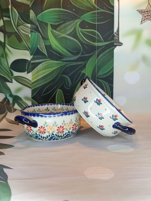 Zapiek Ceramiczny Bolesławiec z uchwytami zestaw ceramika Bolesławiec
