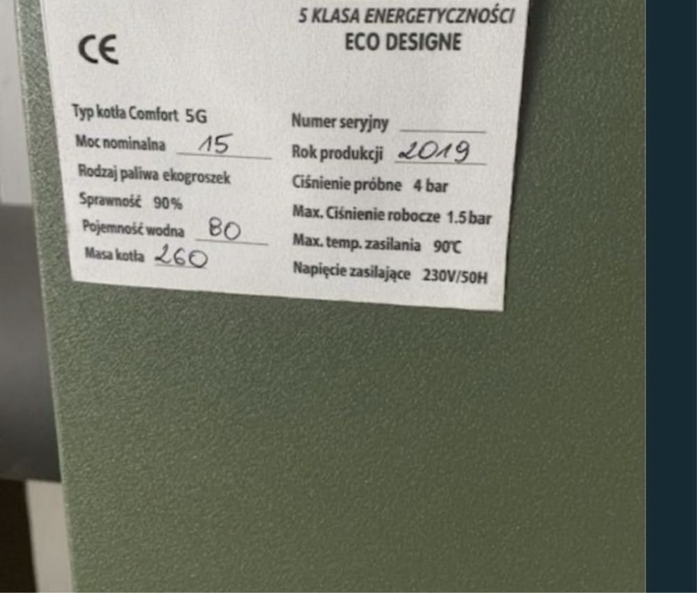Kociol piec ba pellet ekogroszek z podajnikiem 5 klasa automatyczny