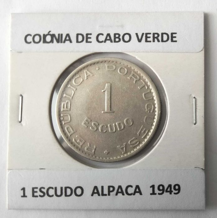 Moeda Portuguesa 1 escudo circulada Ex Colónia Ultramarina Cabo Verde