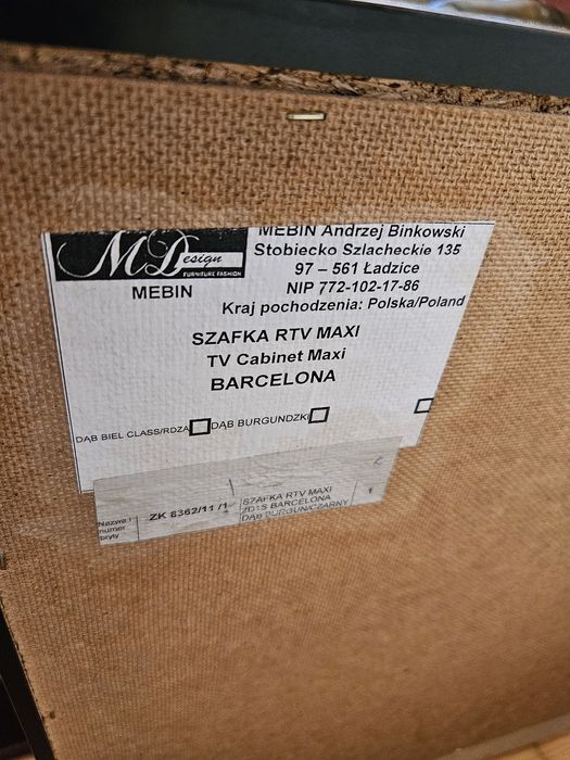 Witryna 194x100 i szafka RTV 180 Mebin Barcelona lite drewno