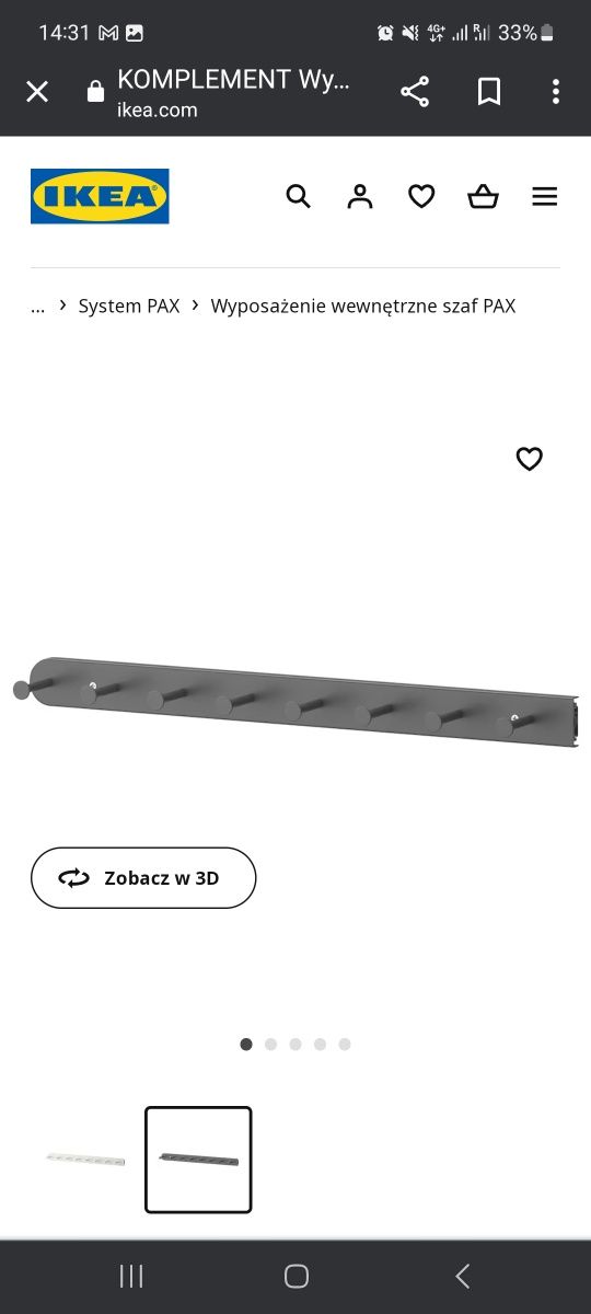 Wysuwany wieszak wielofunkcyjny, ciemnoszary, 58 cm komplement ikea  p