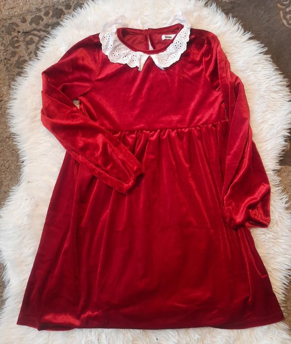 Świąteczna czerwona sukienka dla dziewczynki Sinsay 128cm