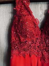 Elegancka długa czerwona sukienka, 3XL