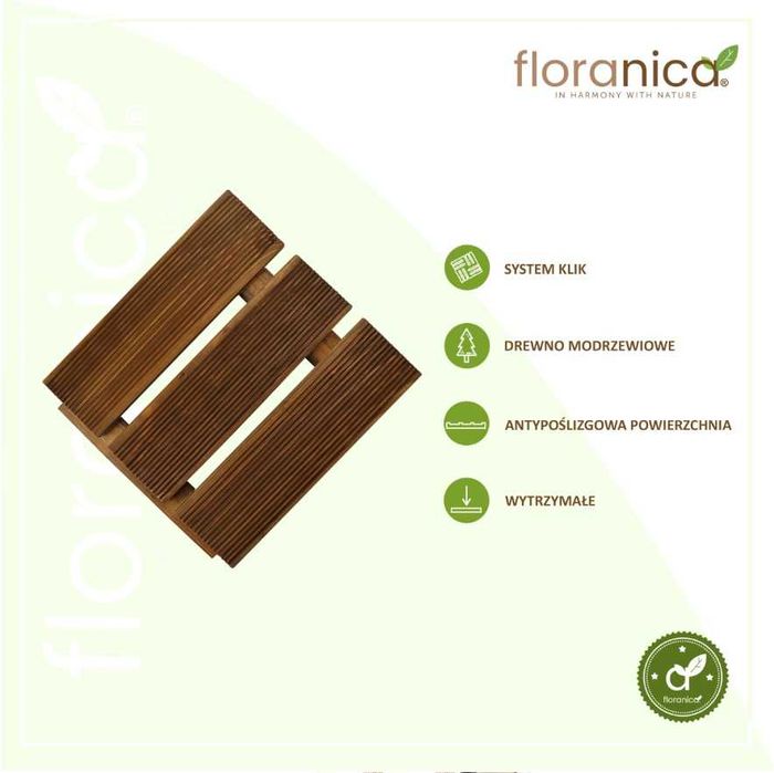 Podest drewniany 0,3x0,3m PROMOCJA - podest modrzew Floranica brązowy