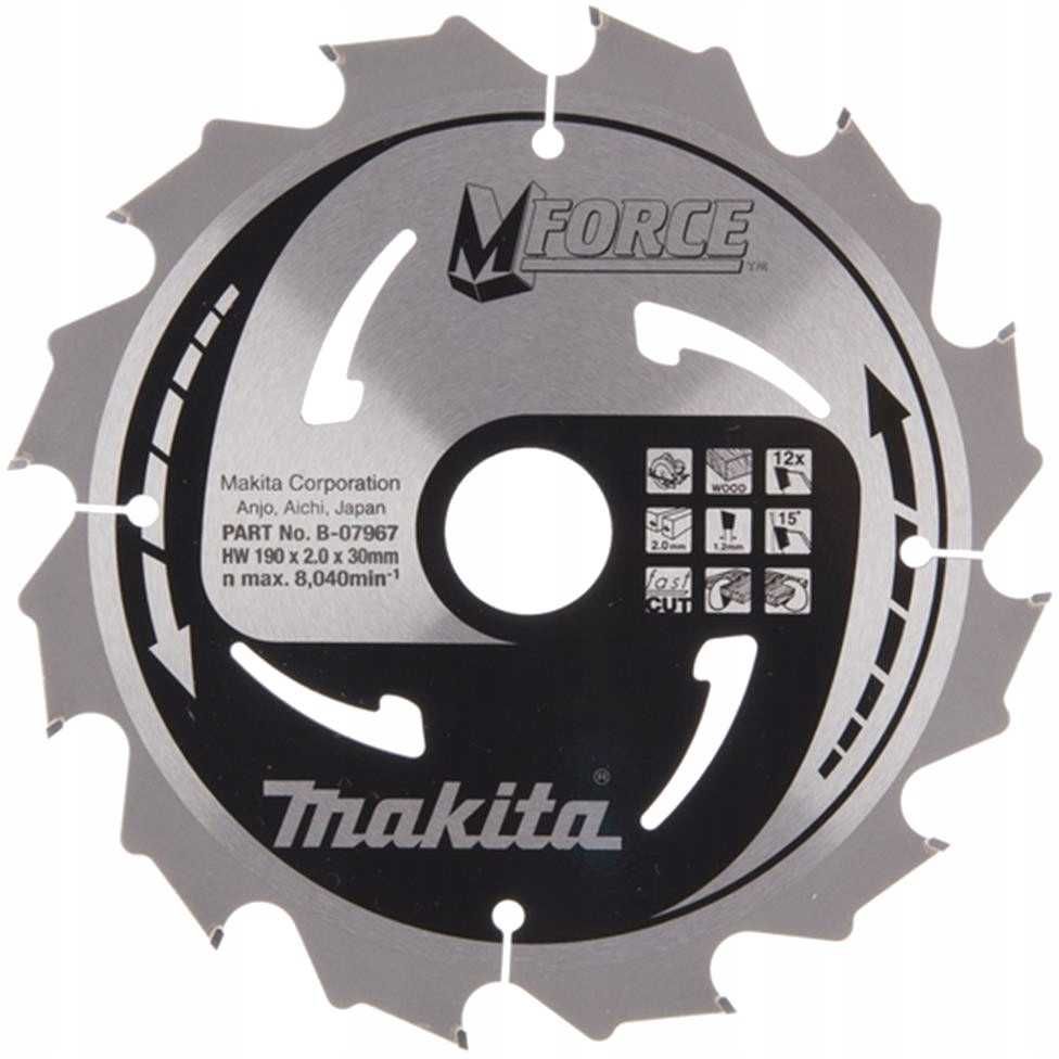 Piła tarcza do drewna Makita B-31974 M-FORCE 190x30 mm 12 zębów