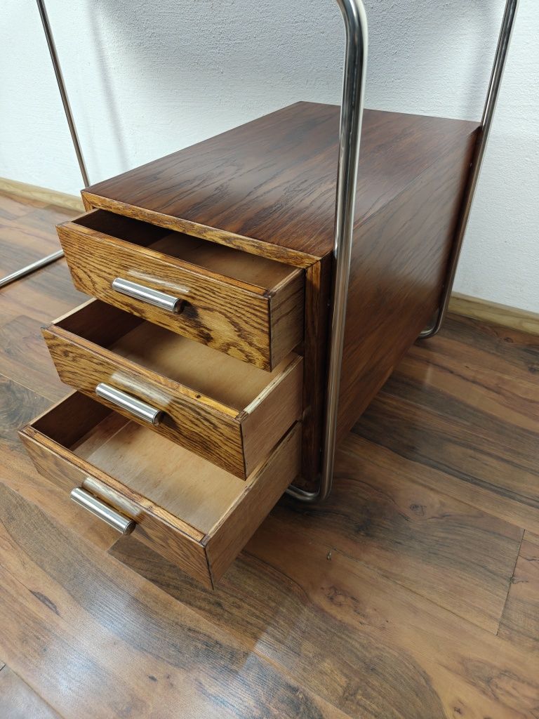 BIURKO Chrom Dąb ciemny brąz Bauhaus Art Deco 
Biurko w stylu Bauhaus.