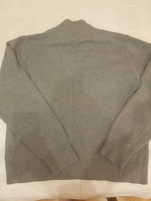 Sweter ze stuka na suwak szary Tommy hilphiger