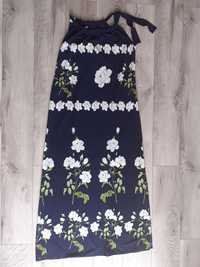 Granatowa letnia sukienka w kwiaty 40 L