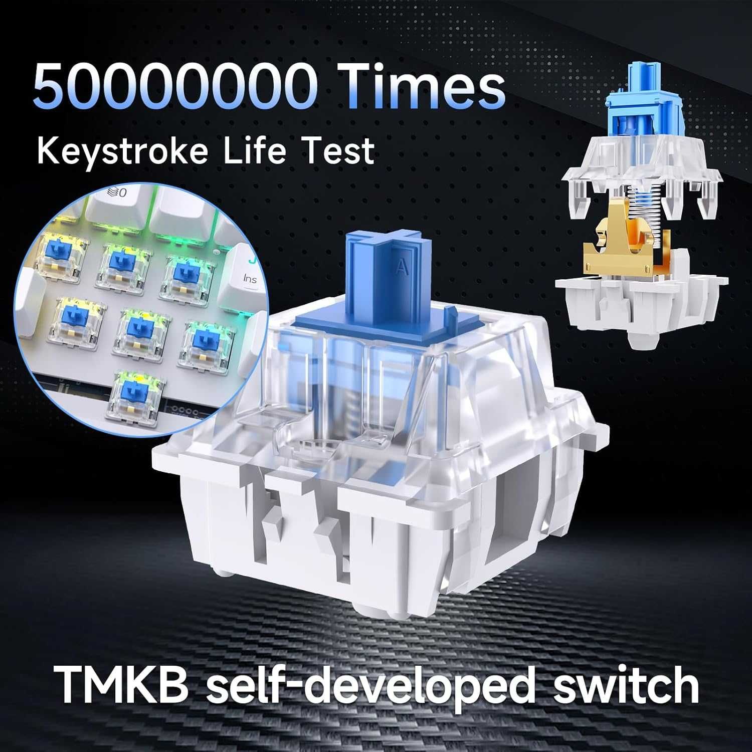 Klawiatura mechaniczna gamingowa TMKB T63 Bluetooth Switch BLUE biała