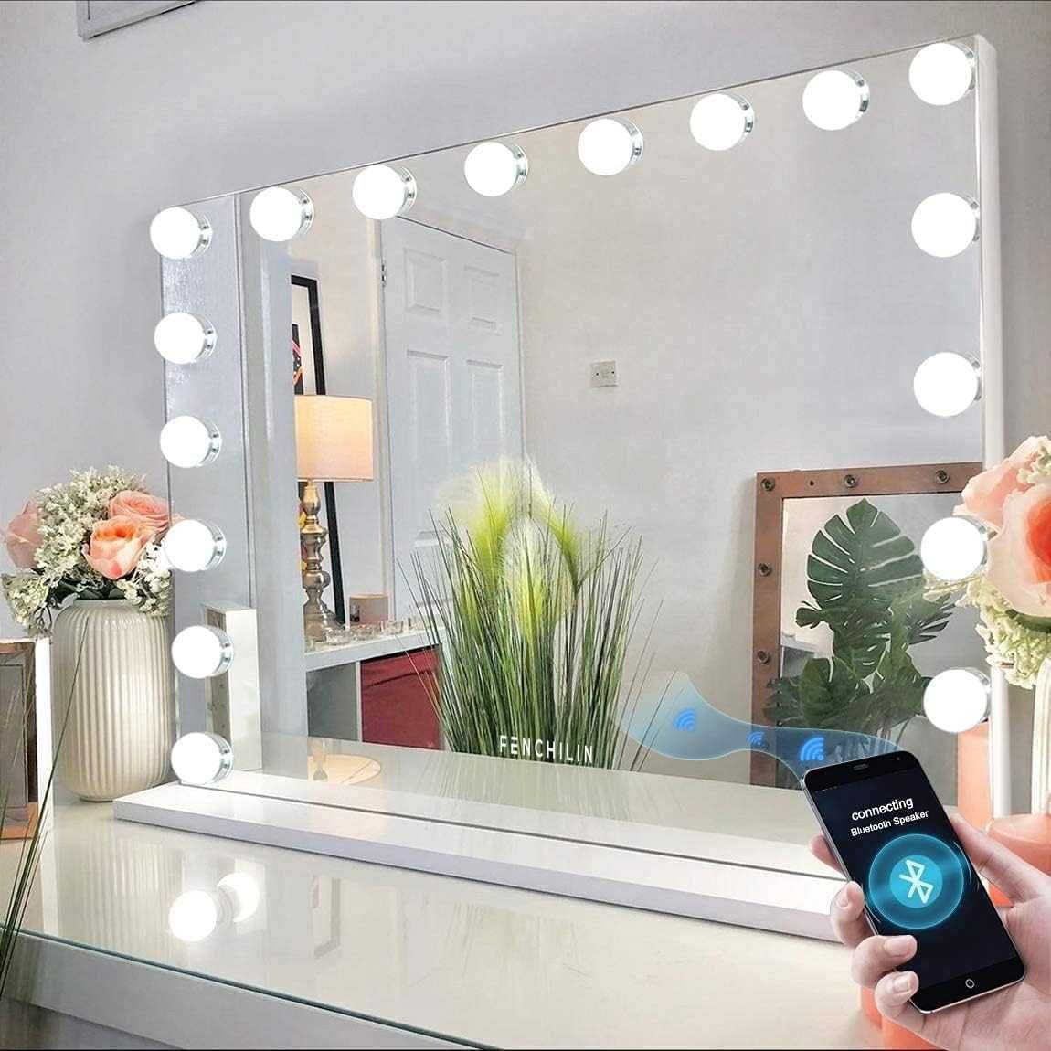 FENCHILIN Lustro z Bluetooth 80x60/lustro do makijażu