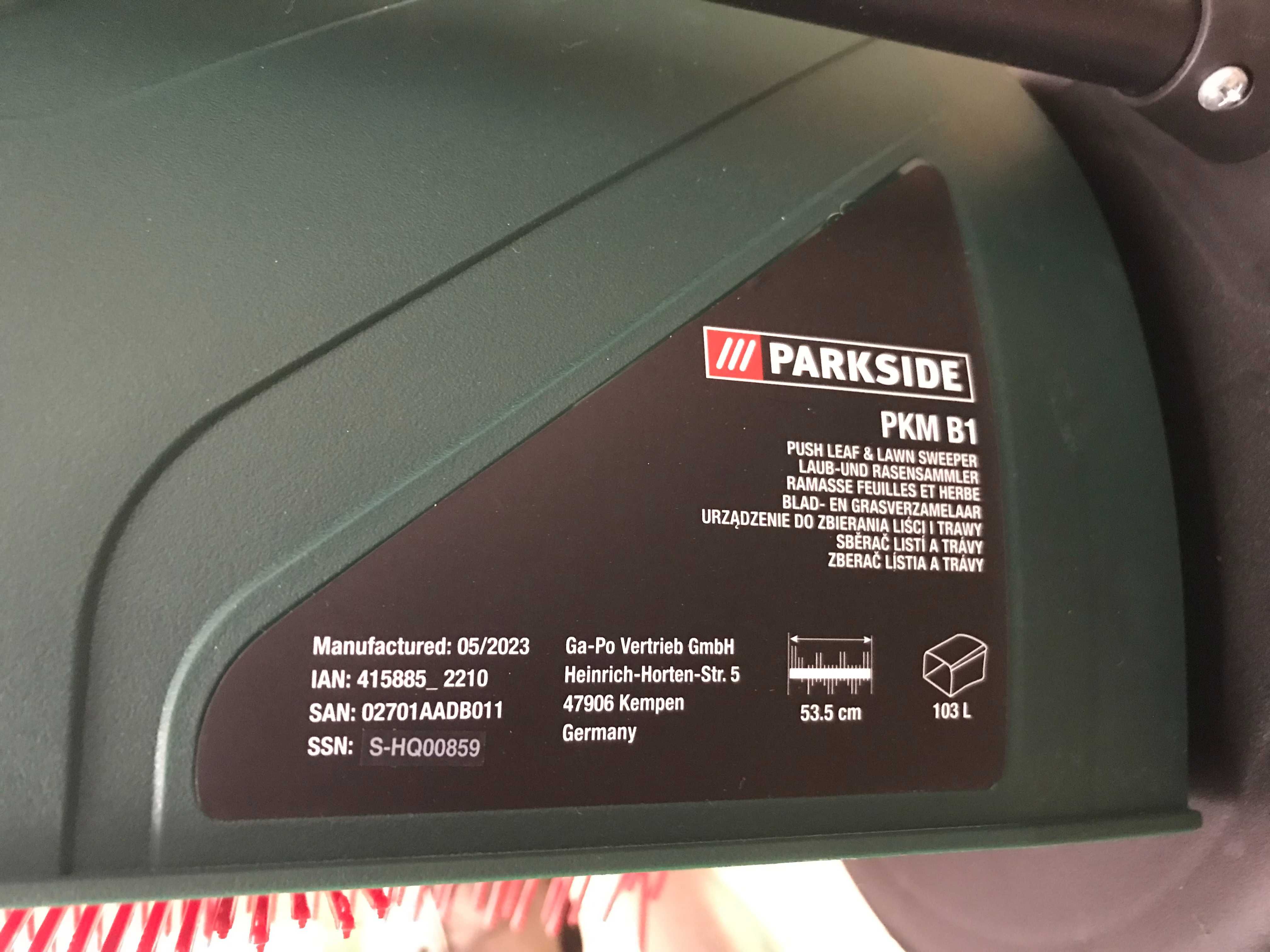 Підмітальна машина для збору листя та трави PARKSIDE PKM B1