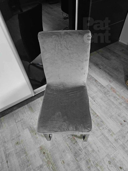 Pokrowce na krzesła miękkie welurowe komplet szare 4 sztuki