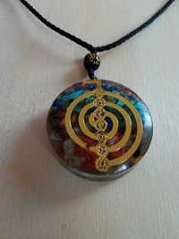 Orgonit Naszyjnik Amulet symbol Reiki 7 Czakr z żywicy