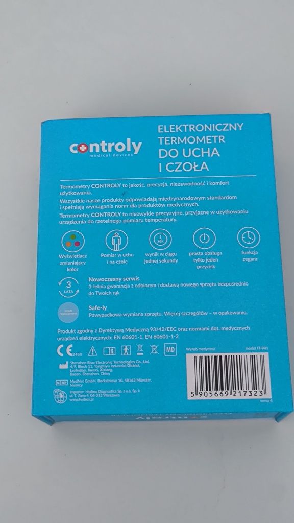 Nowy elektroniczny termometr Controly do ucha i czoła