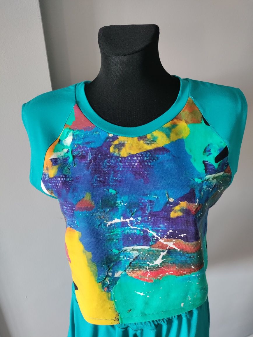 Nowy komplet na lato Handmade abstrakcja bluzeczka+ szorty M