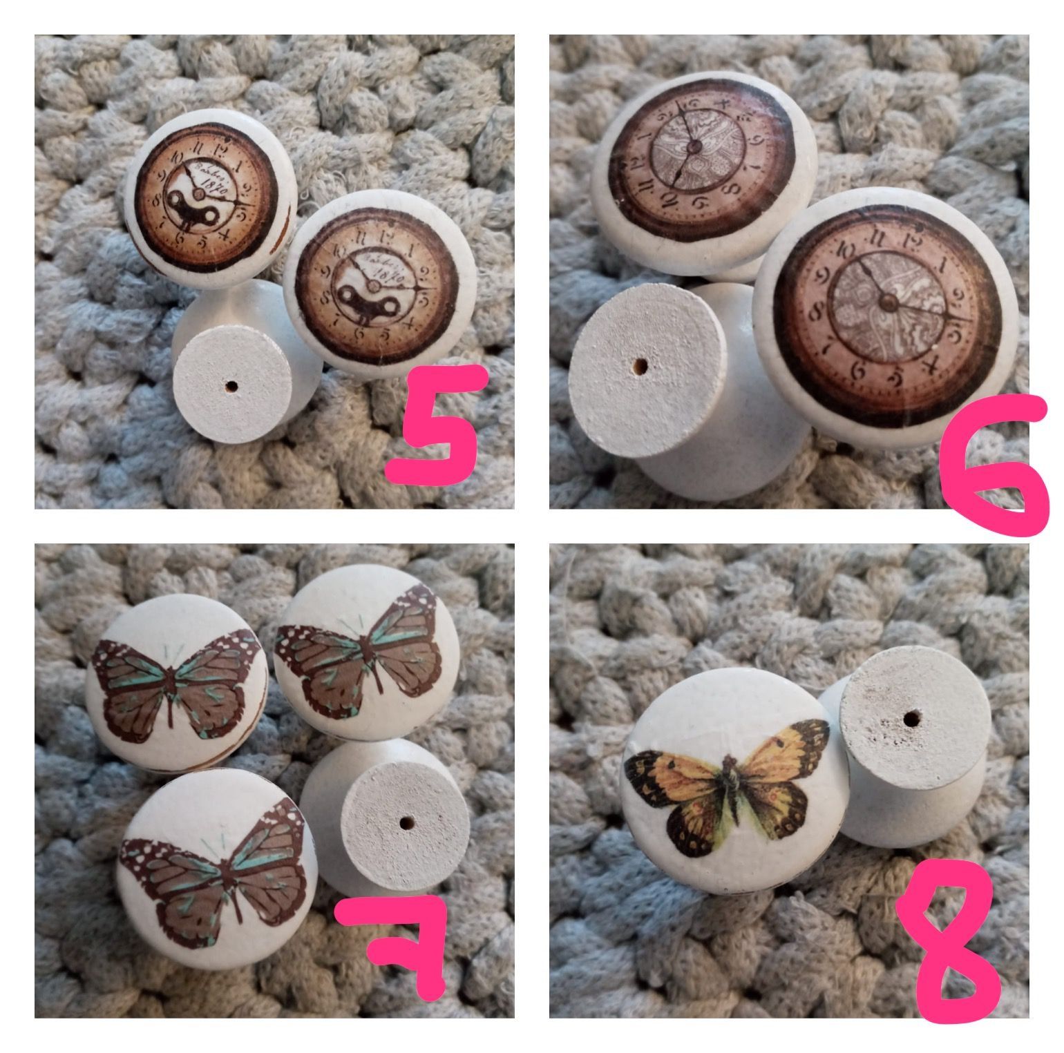 Zestaw gałek do mebli decoupage