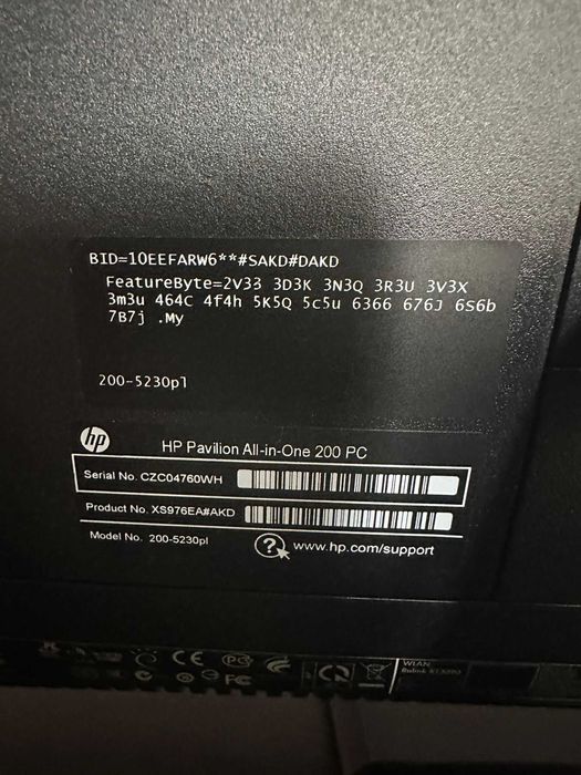 Komputer all in one HP 200, 21,5 cala. Procesor i3, dysk SSD 128 GB