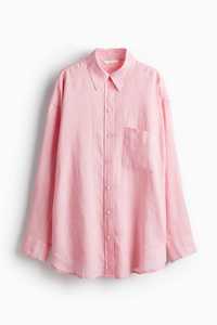 H&M Lniana koszula bluzka S różowy nowa kolekcja oversize