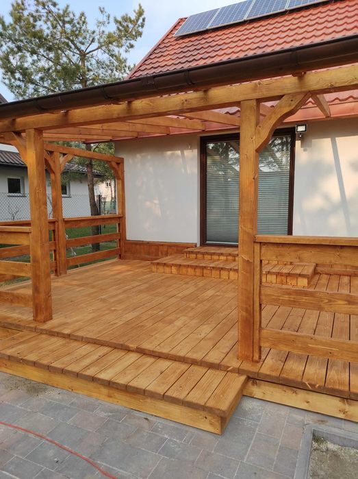 Domy drewniane szkieletowe sauny tarasy altany wiaty ogrody zimowe