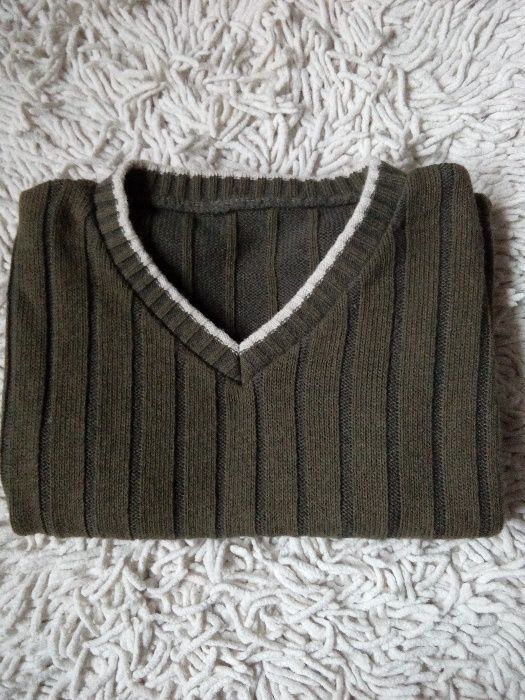 Męski sweter bez rękawów pullover rozmiar L zielony
