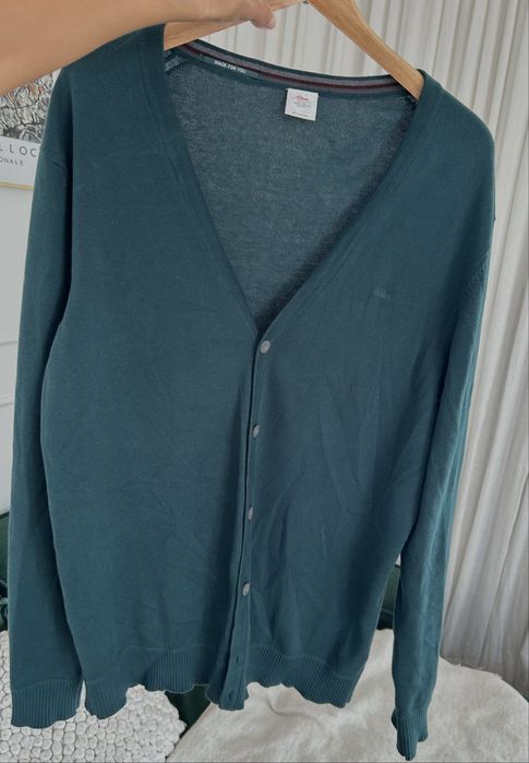 Kardigan męski S.Oliver zielony butelkowa zieleń cardigan w serek xl