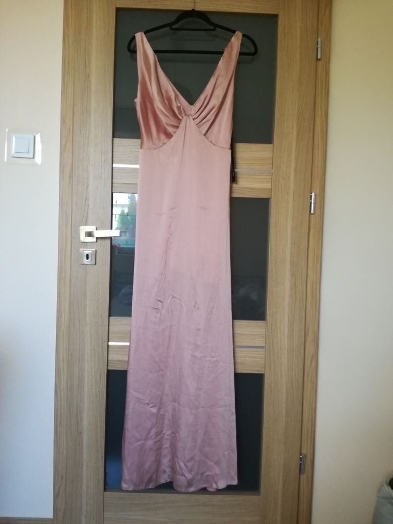 Sukienka Mohito 38 M różowa łososiowa wesele studniówka long długa