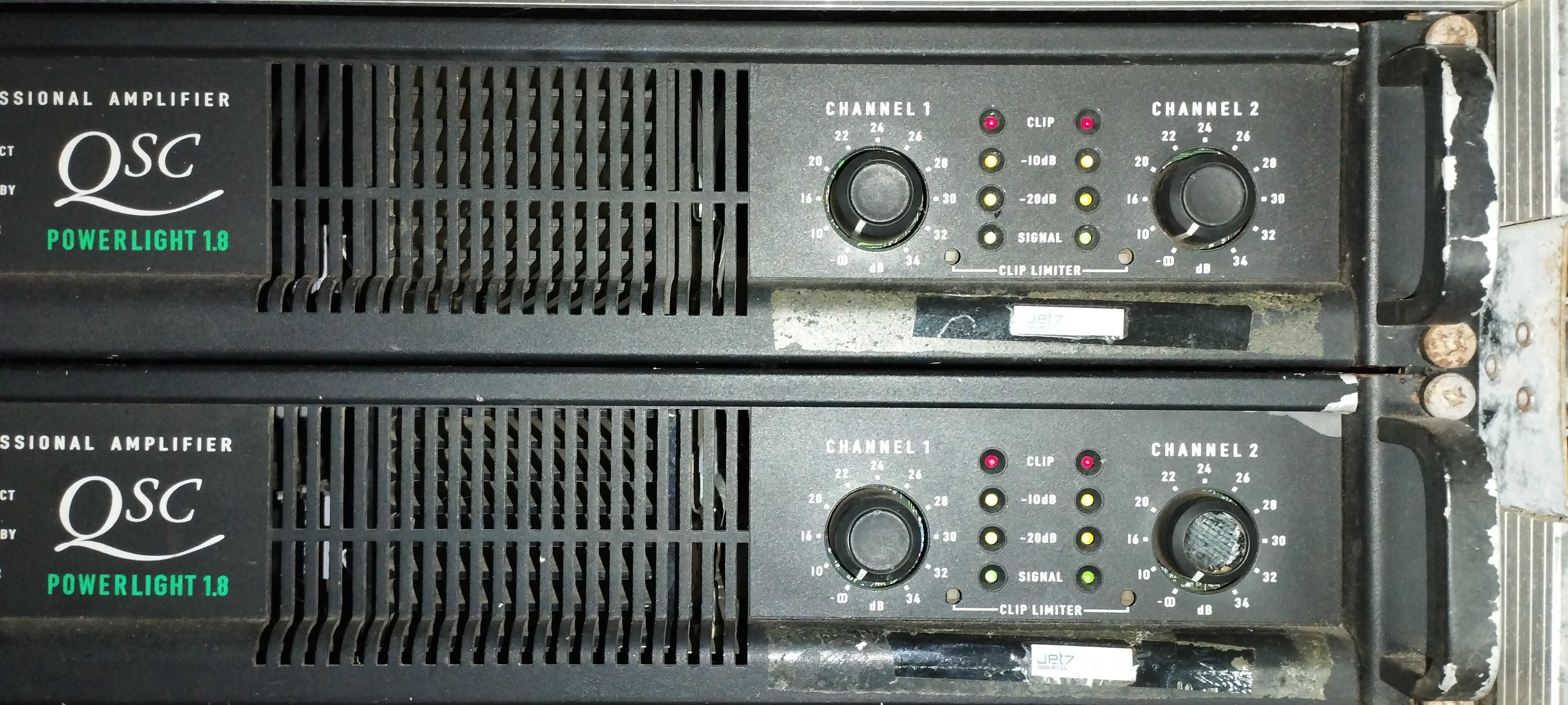 Amplificadores QSC Powerlight 1.8 (com rack e painel ligações)