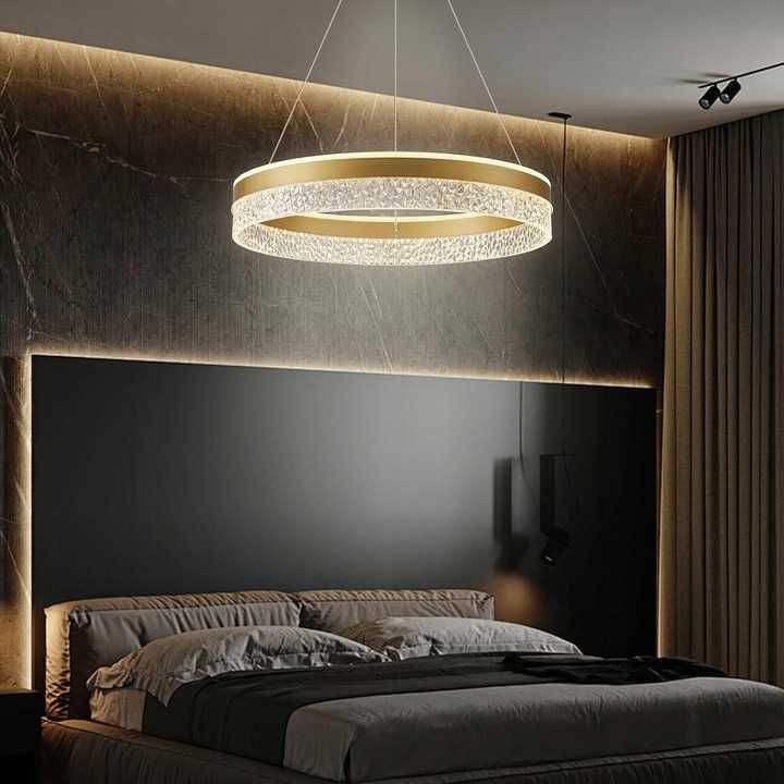 KSIBNW Lampa Wisząca LED 36W, Ściemniana, Ø50 cm, Złota