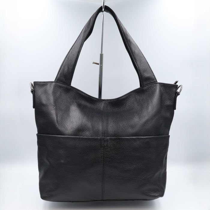 Сумка жіноча шкіряна leather 9001 black Сумка женская кожаная черная