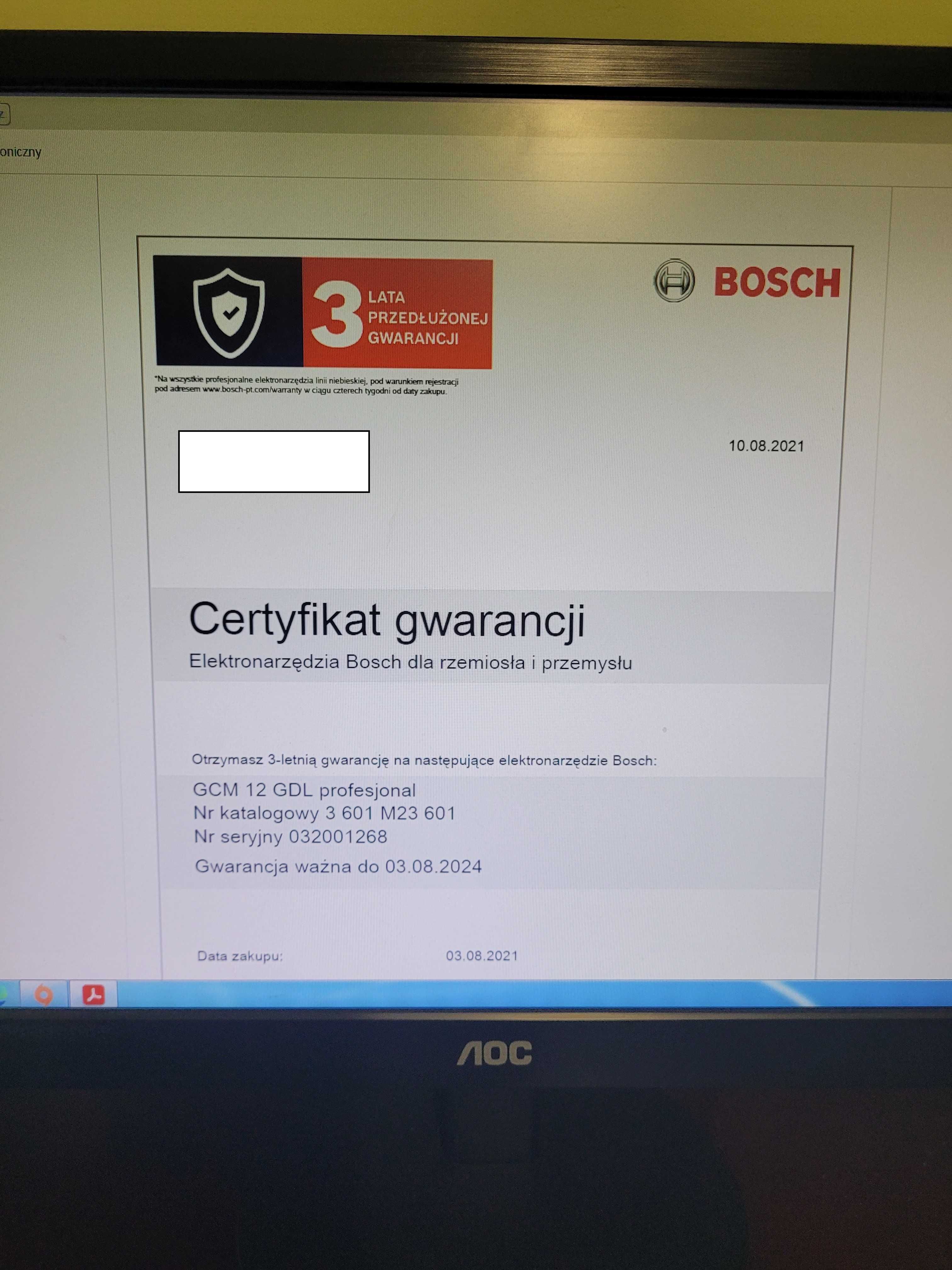 Ukośnica Bosch GCM 12GDL stół GTA 2500W na Gwarancji