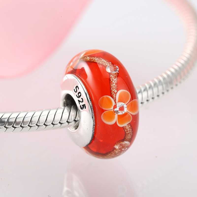 Charms zawieszka murano kwiatek do pandora srebro S925 AN6007