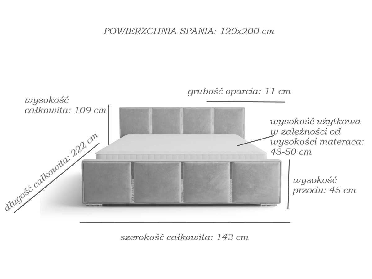 Łóżko Tapicerowane Z Lustrami + Stelaż Wybór Kolorów Rozmiarów MODENA