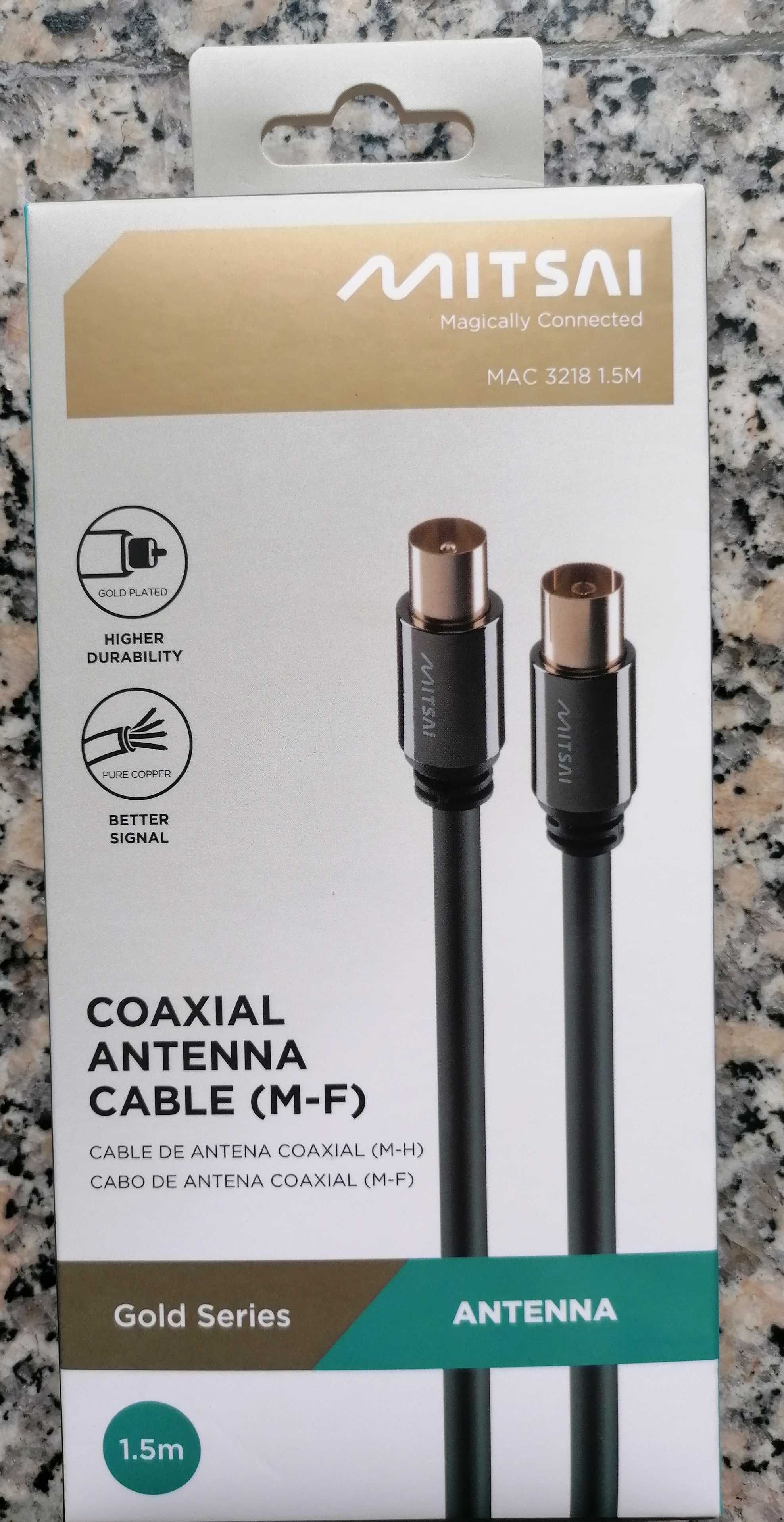 Cabo de antena coaxial banhado a ouro NOVO