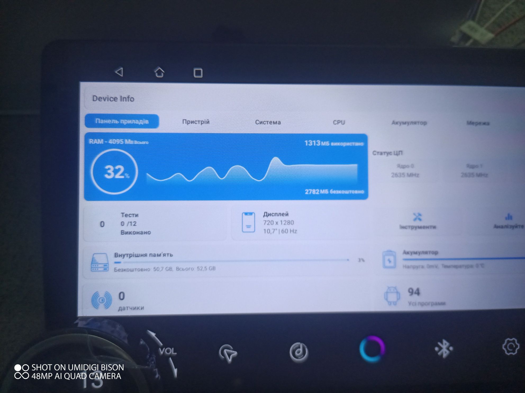 Android магнітола 10,7" з регуляторами.