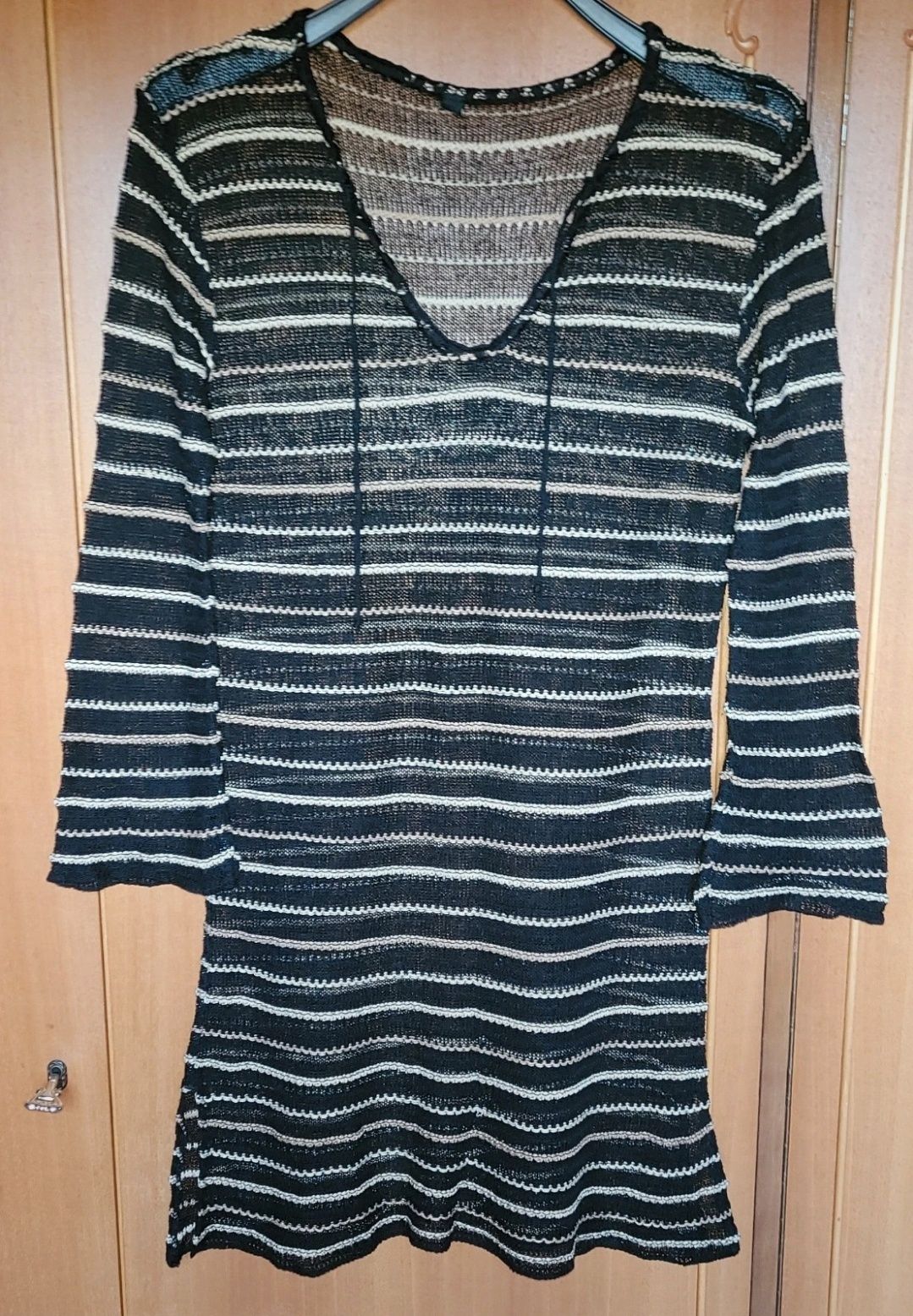 Sukienka mini tunika w prążki S