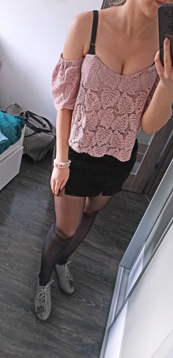 Koronkowa bluzka damska NA SYLWESTRA hiszpanka Stradivarius NA IMPREZĘ