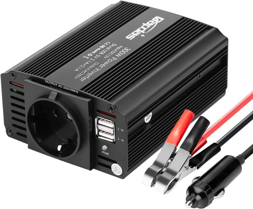 Bapdas Przetwornica napięcia DC 12 V na AC 230 V, 220 V z USB (4,2 A)
