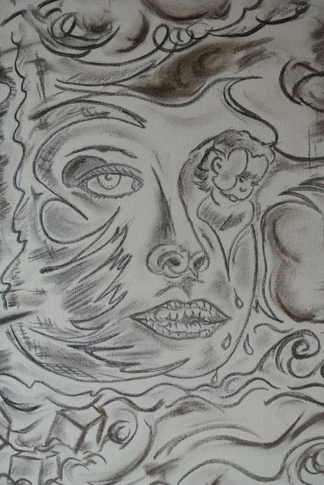 Quadro carvão - Ânsia de mãe