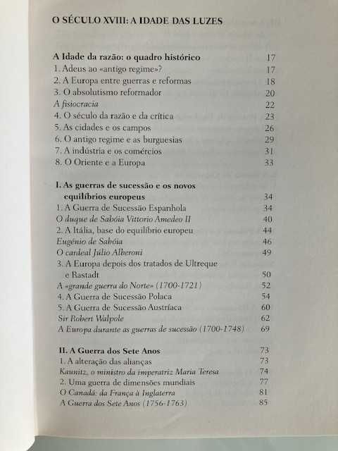 Livro o século das luzes - História Universal volume 10, 2005