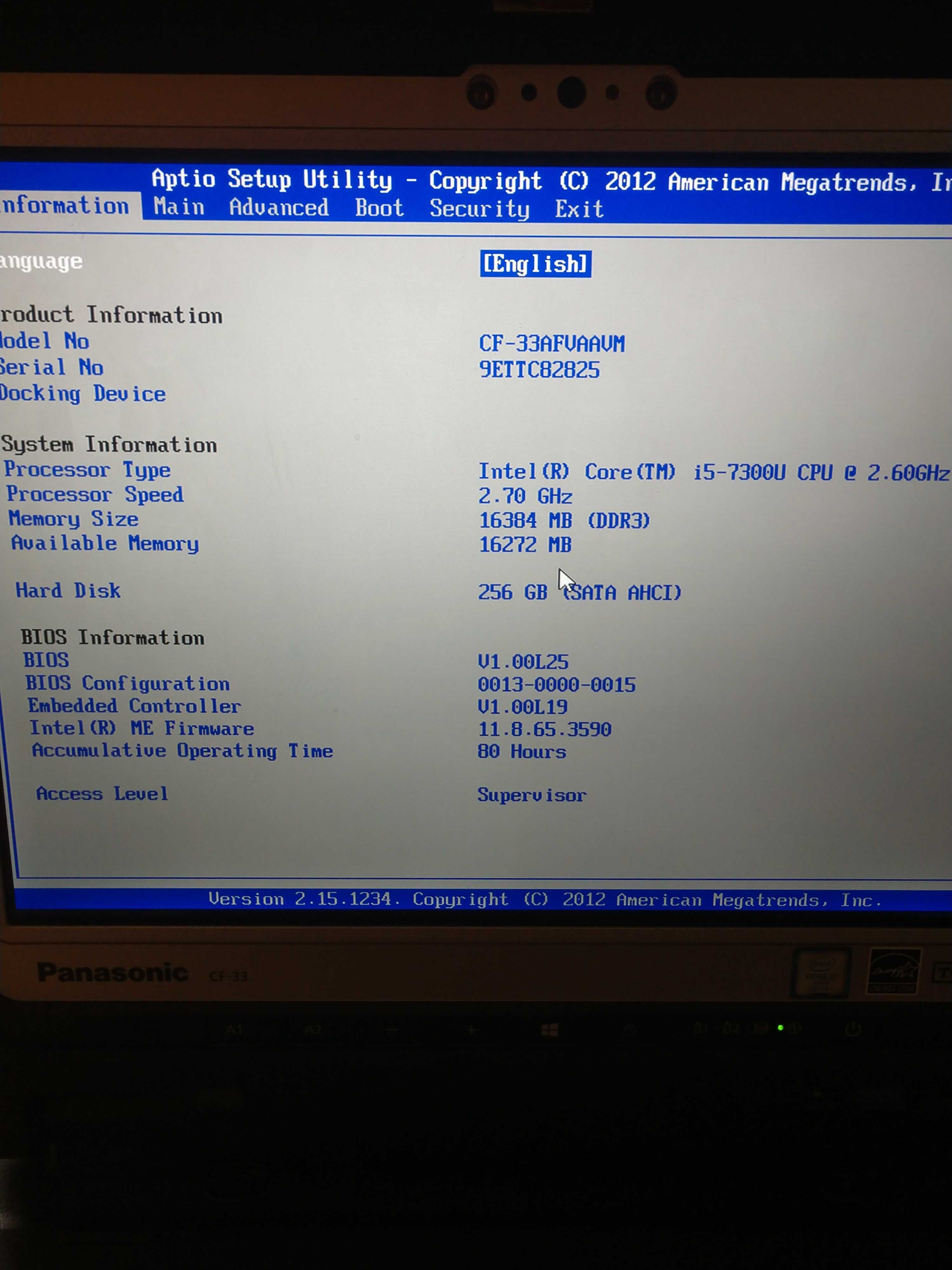 Panasonic ToughBook CF-33 ноутбук і5/ 256/16 посилена батарея windows