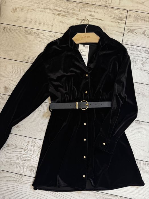 Велюрова сукня з ременем ZARA S