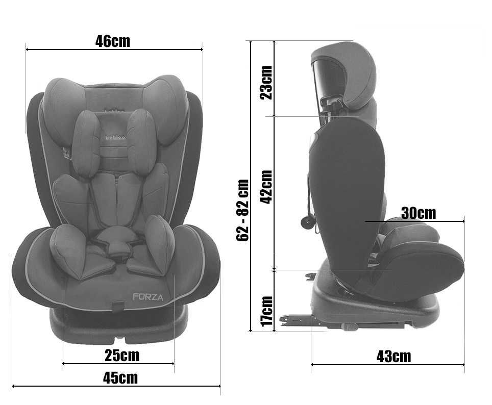 Fotelik samochodowy ISOFIX 360 FORZA BLACK 0-36 kg