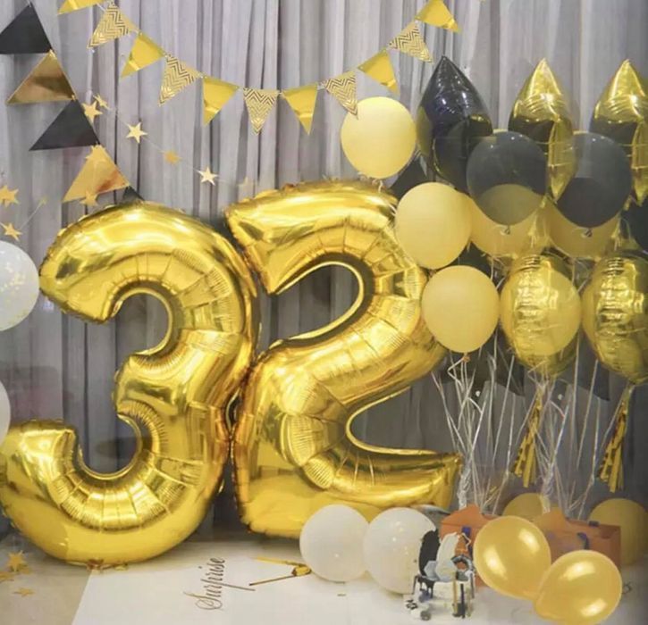 Balon Foliowy Cyfra Trzy 3 Złoty Na Hel Duży 92Cm Na Urodziny Dla