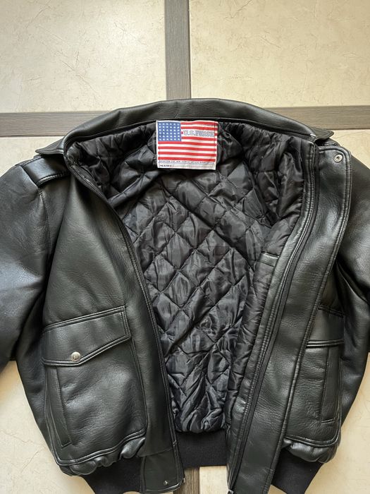 Вінтажна шкіряна куртка пілот авіатор (бомбер) оверсайз фіт. u.s force