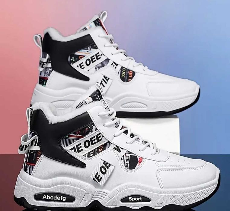 Кросівки зимові білі з хутром, стильні зимові кросівки унісекс