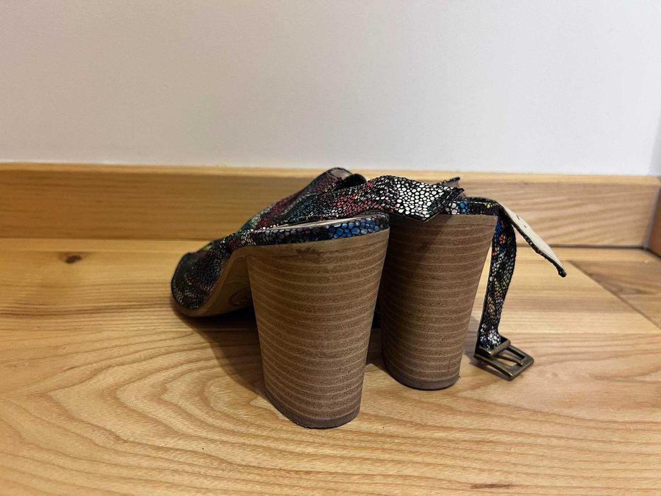 Sandały na obcasie, Nessi 66005 motyl, 38 , Naturalna skóra