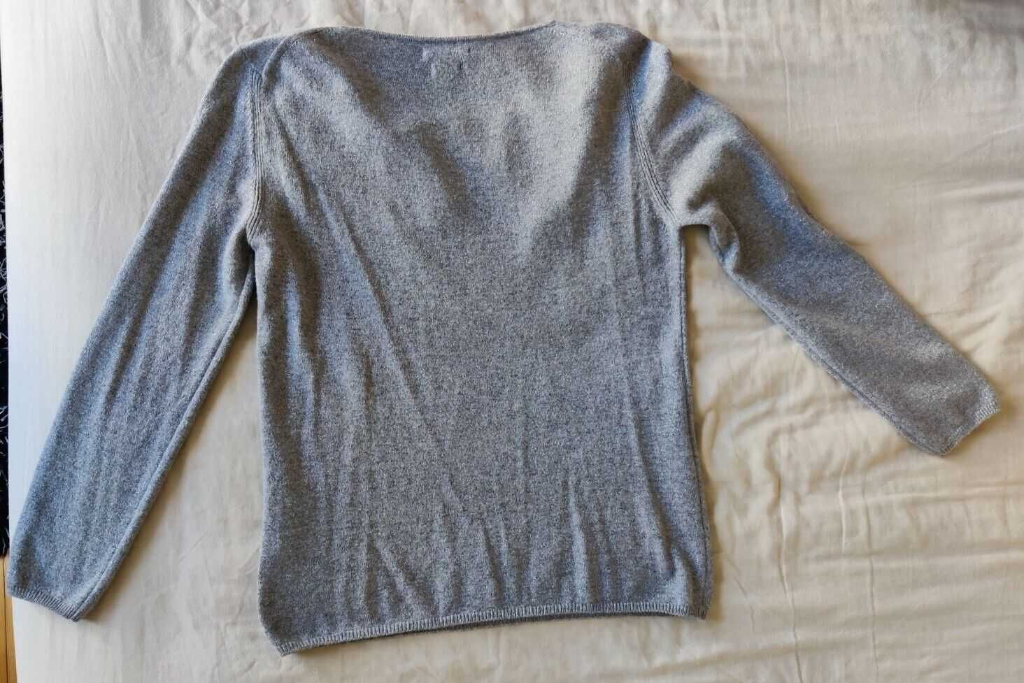 Suéter Caxemira Lã Cinza Gola Alta Prata Cashmere Grey Jumper S