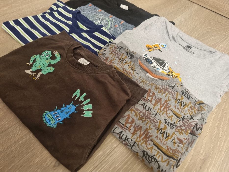 5 bluzeczek chłopięcych na długi rękaw w rozmiarze 134