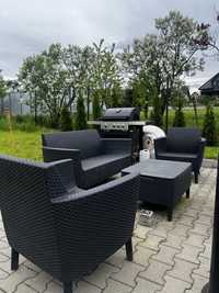 Duży zestaw mebli ogrodowych 2x kanapa 2x fotel stolik skrzynia podusz